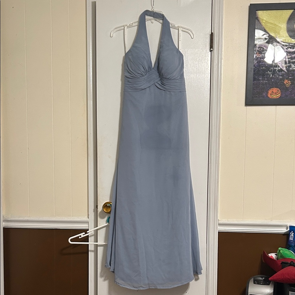 Azazie Elegant Blue Halter Dress